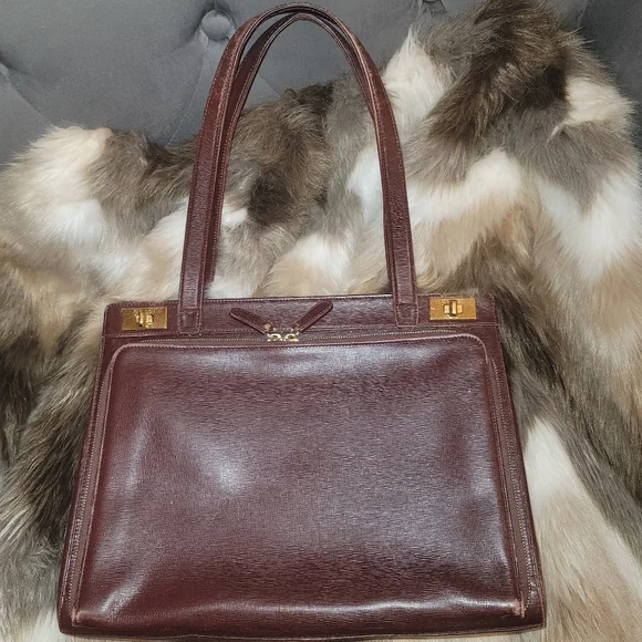 Gucci Burgundy Leather Twist Lock Satchel Handbag Vintage Authentic Rare - Picture 13 of 15